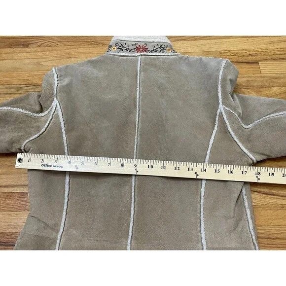 St John's Bay Phoebe Of Friends Jacket Women's S Beige Suede 90s Penny Lane